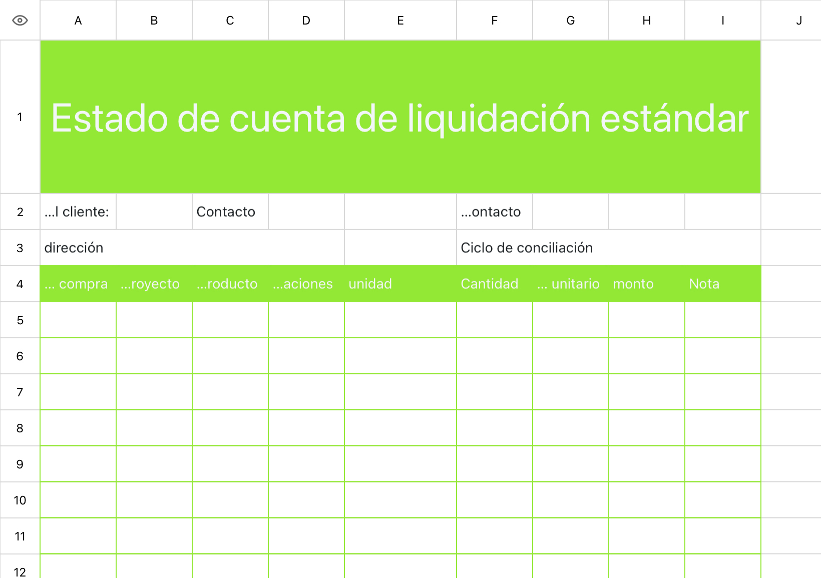 Estado de cuenta de liquidación estándar